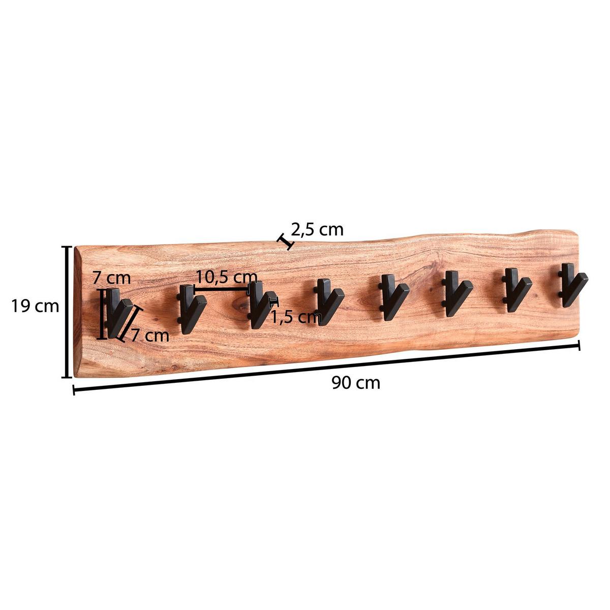 Nástenný vešiak akácia - farba akácie, Modern, drevo (90/19/9cm) - MID.YOU