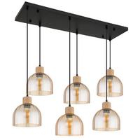 HÄNGELEUCHTE Braun, Schwarz, ca. 105x36 cm - Bernsteinfarben/Schwarz, Design, Glas/Holz (105/36cm) - Globo