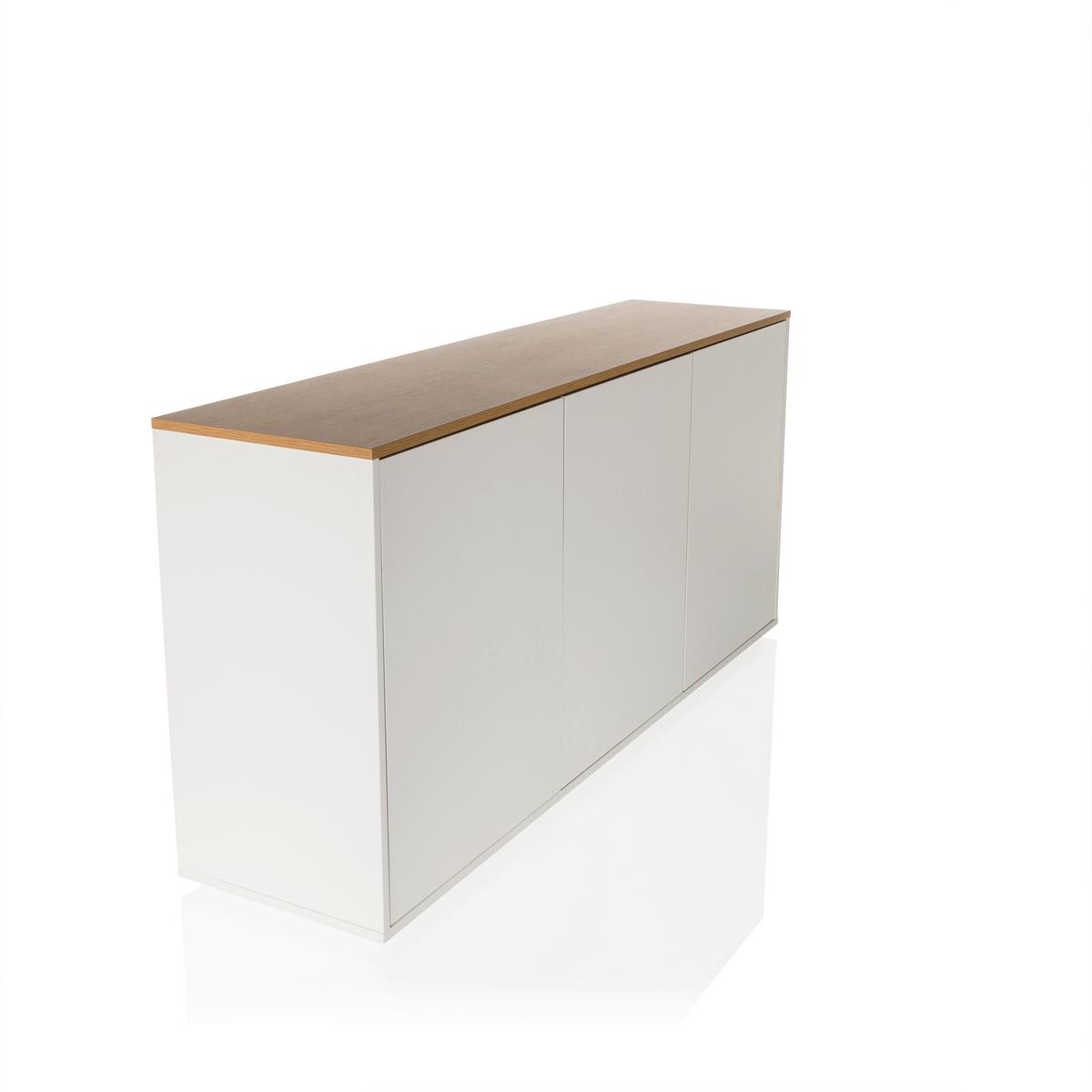 Sideboard Kelo S Weiß/eichefarben B: 160 Cm - Eichefarben/Weiß, MODERN, Holzwerkstoff (160/76/40cm) - MID.YOU