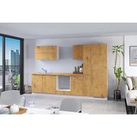 Küchenzeile Ip1200 Ohne Geräte 310 Cm Eiche Dekor - Eichefarben/Weiß, Basics, Holzwerkstoff (310cm) - Impuls