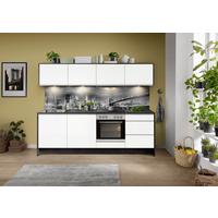 Küchenzeile Ip7500 Mit Geräten 245 Cm Weiß/lavagrau - Weiß Hochglanz/Weiß, Basics, Holzwerkstoff (245cm)