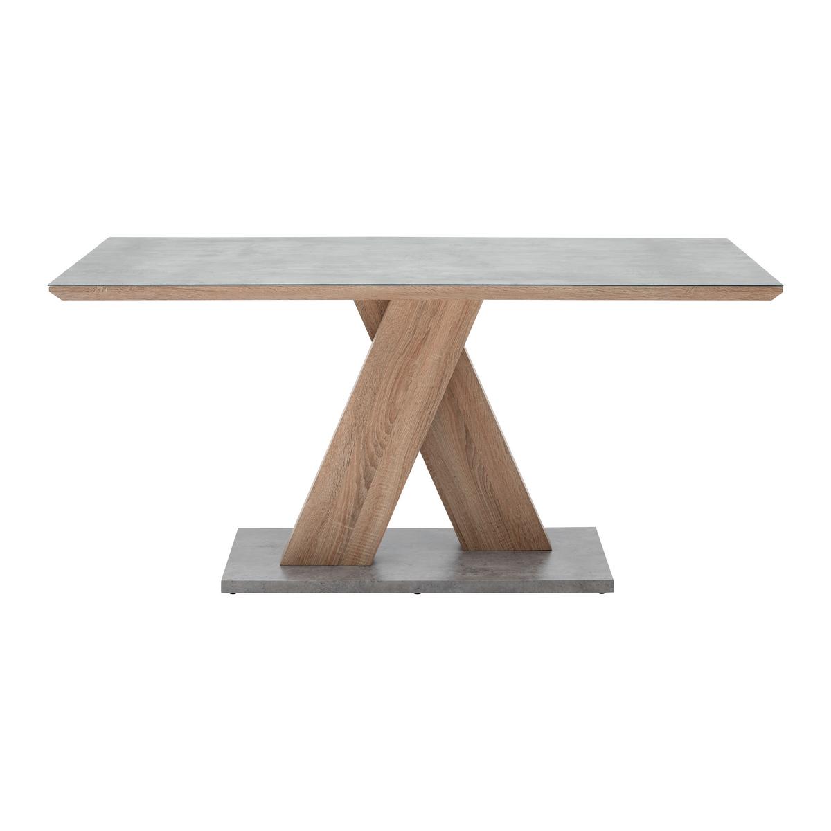 Jídelní stůl se sklem SANNA 160x90 cm - barvy dubu/tmavě šedá, Moderní, dřevo/kompozitní dřevo (160/90/76cm) - Bessagi Home