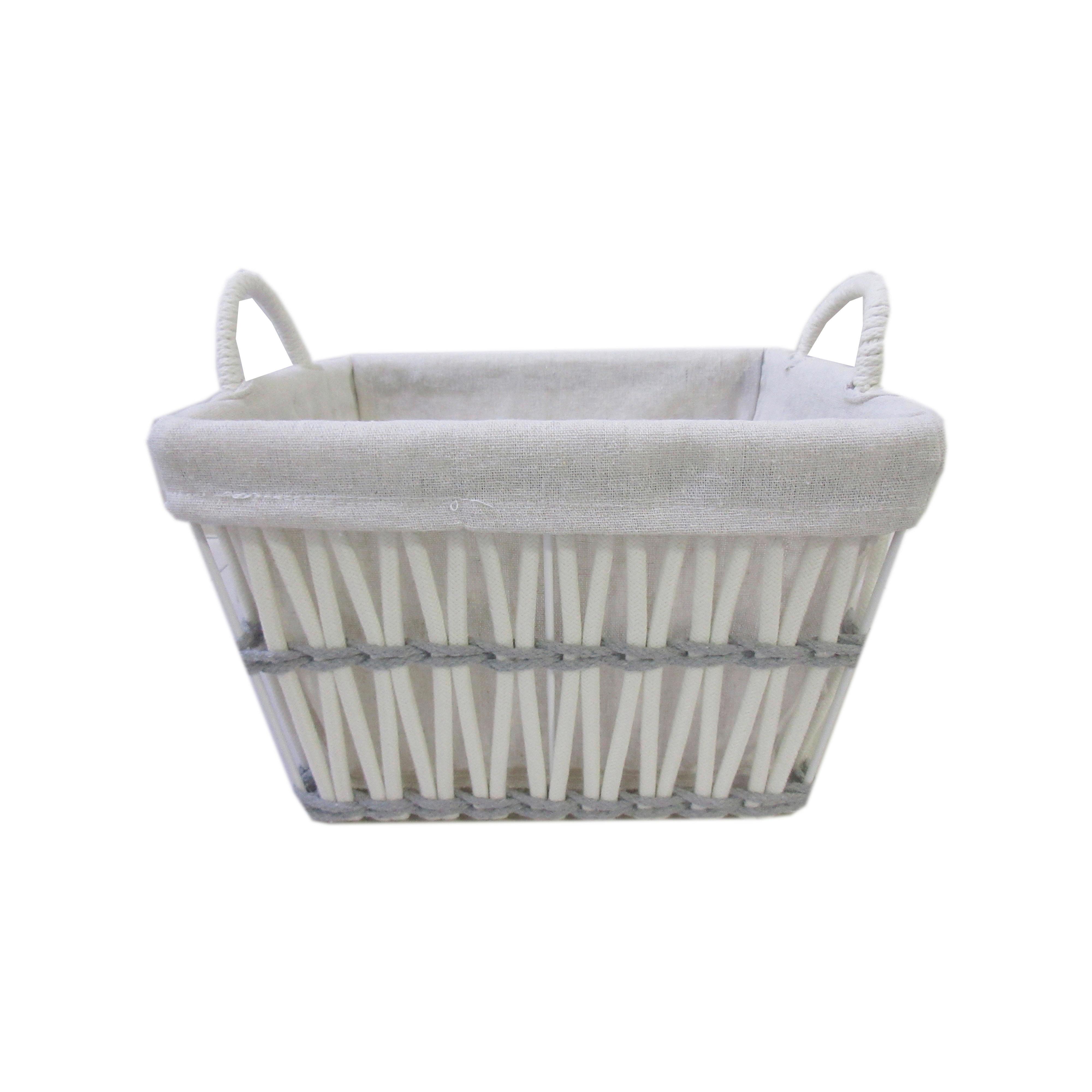 KORB EDITH - Weiß/Grau, KONVENTIONELL, Textil/Metall (30/25/20cm) - Luca Bessoni