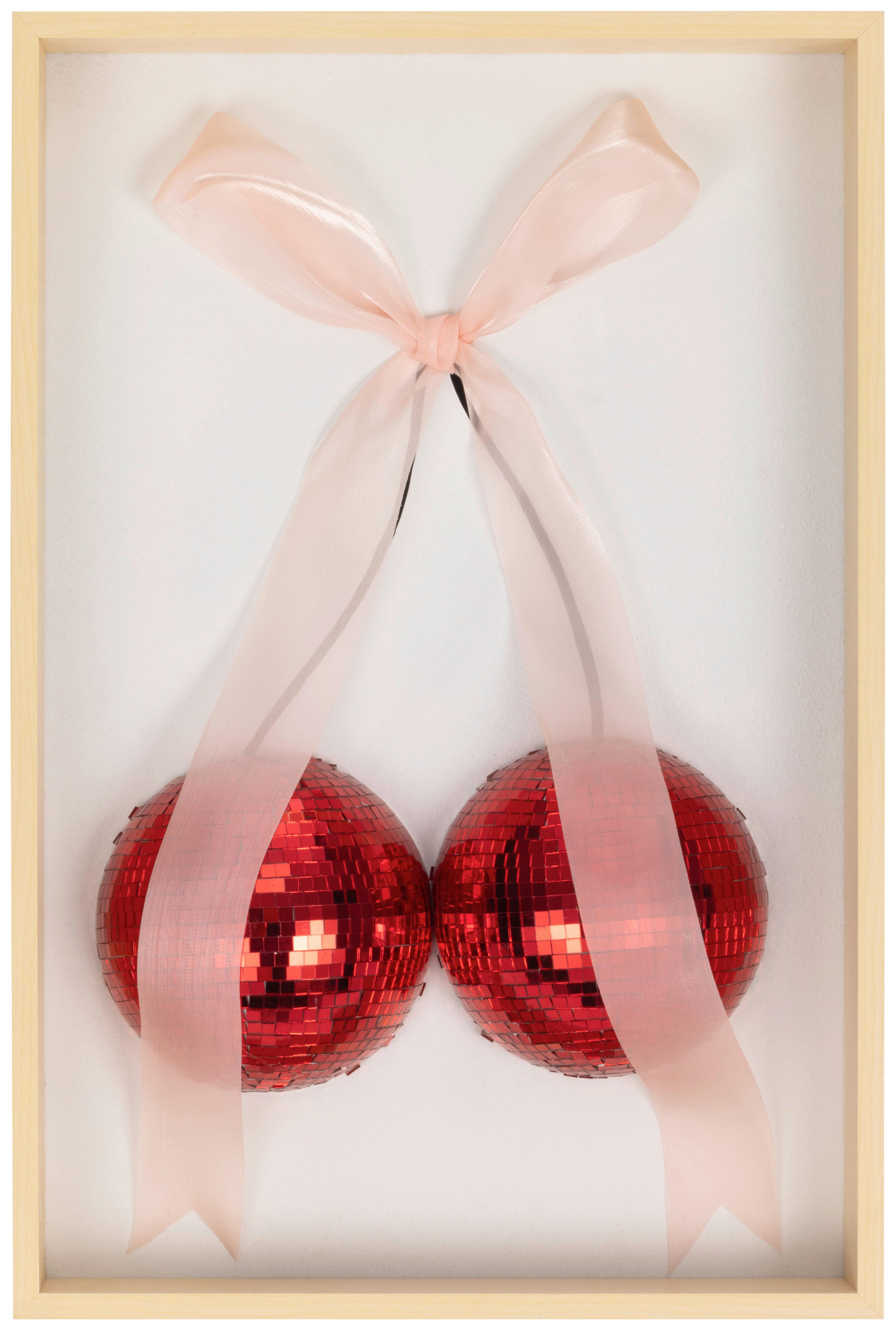 Dekokirsche Cherry - Pink/Rot, KONVENTIONELL, Glas/Holzwerkstoff (45/30/6cm) - Luca Bessoni