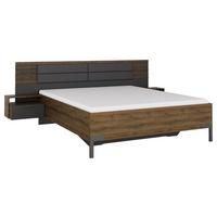 Bettanlage Barea Dunkelgrau Eiche Dekor - Eiche dunkel/Dunkelgrau, MODERN, Holzwerkstoff/Textil (160/200cm) - Rauch Möbel