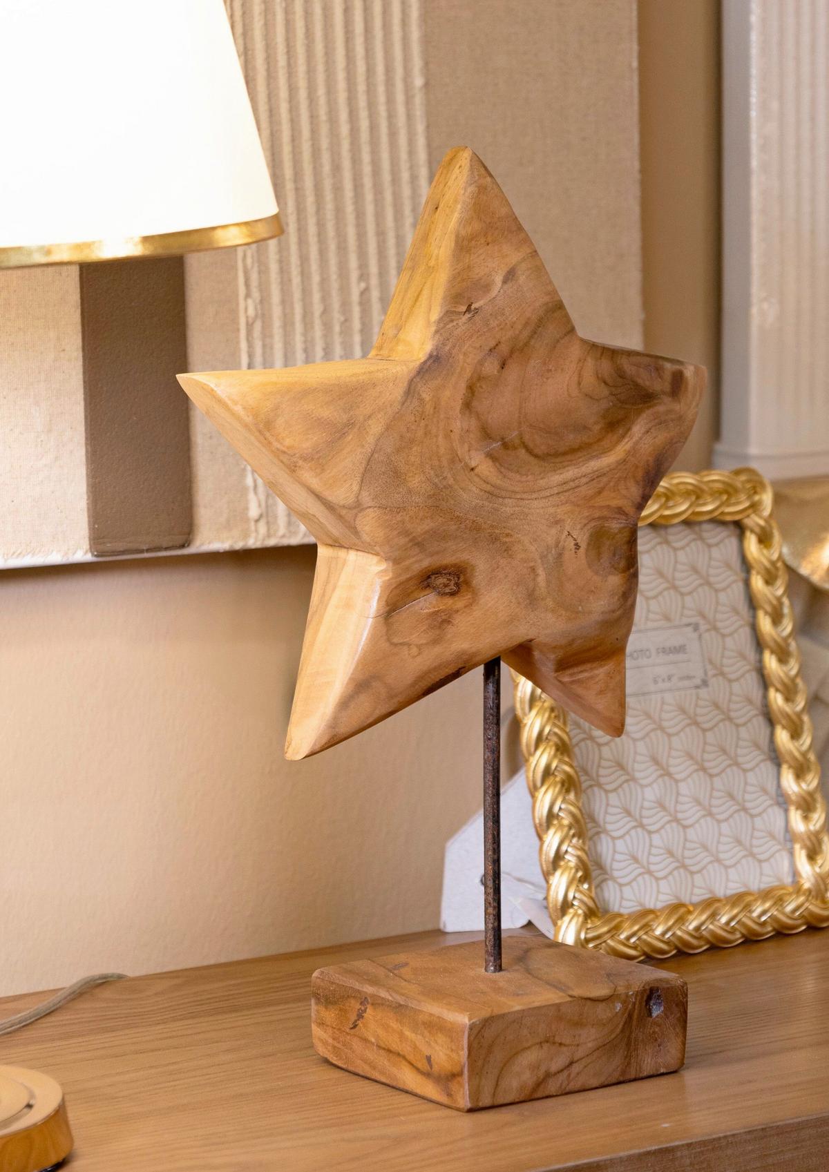 Skulptur Star Teak, Braun B: 28 cm - Braun, Basics, Holz (28/42/12cm)