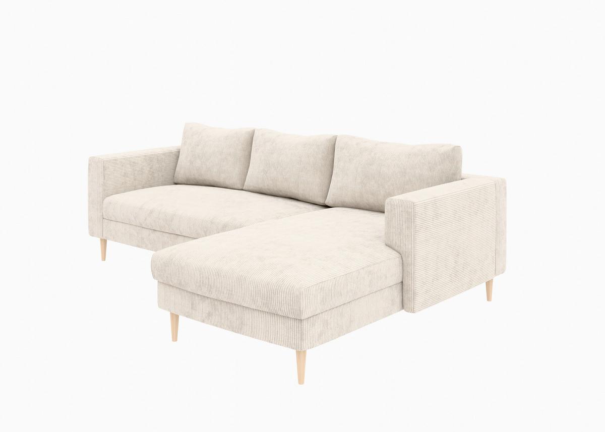 ECKSOFA Amazing Creme S: 232x161cm - Buchefarben/Creme, MODERN, Textil (232/161cm) - Trendmanufaktur