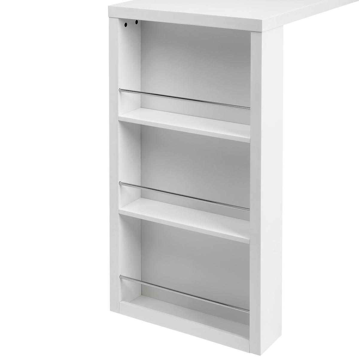 Bartisch Lyon 120x107x60 Cm Mdf Weiß Hochglanz 3 Ablagen - Weiß Hochglanz, KONVENTIONELL, Holzwerkstoff/Metall (120/107/60cm)