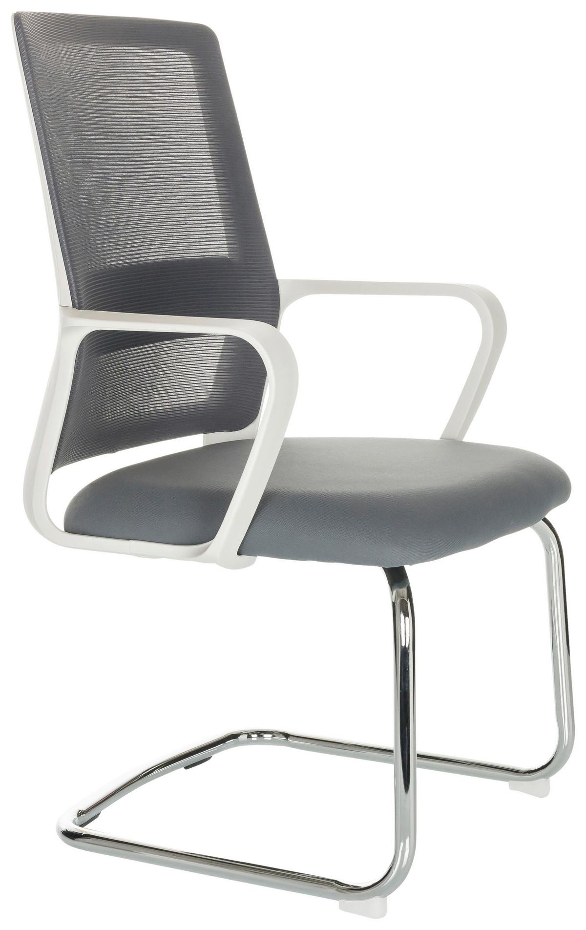 Besucherstuhl Visiter W - Silberfarben/Weiß, Basics, Kunststoff/Textil (60/97-98/60cm) - MID.YOU