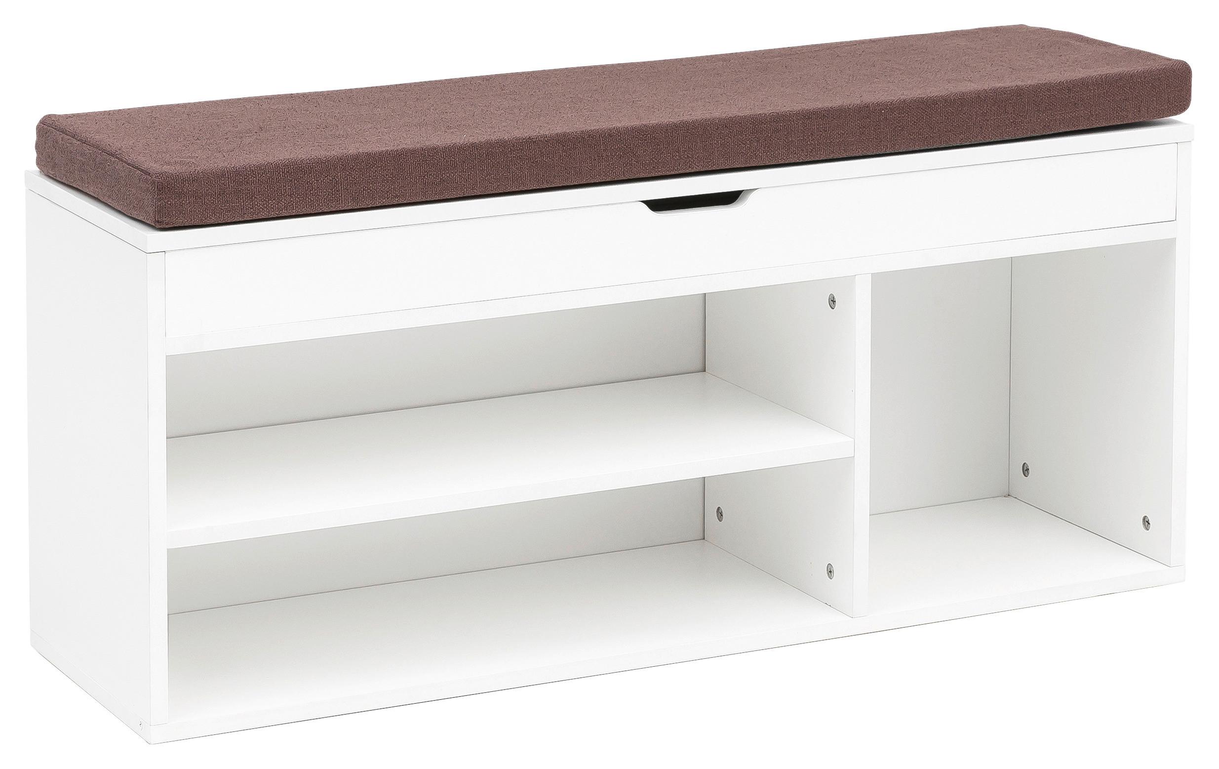 Schuhbank BxHxT: 104x51x32 cm Weiß - Weiß, KONVENTIONELL, Holzwerkstoff (104/51/32cm) - MID.YOU