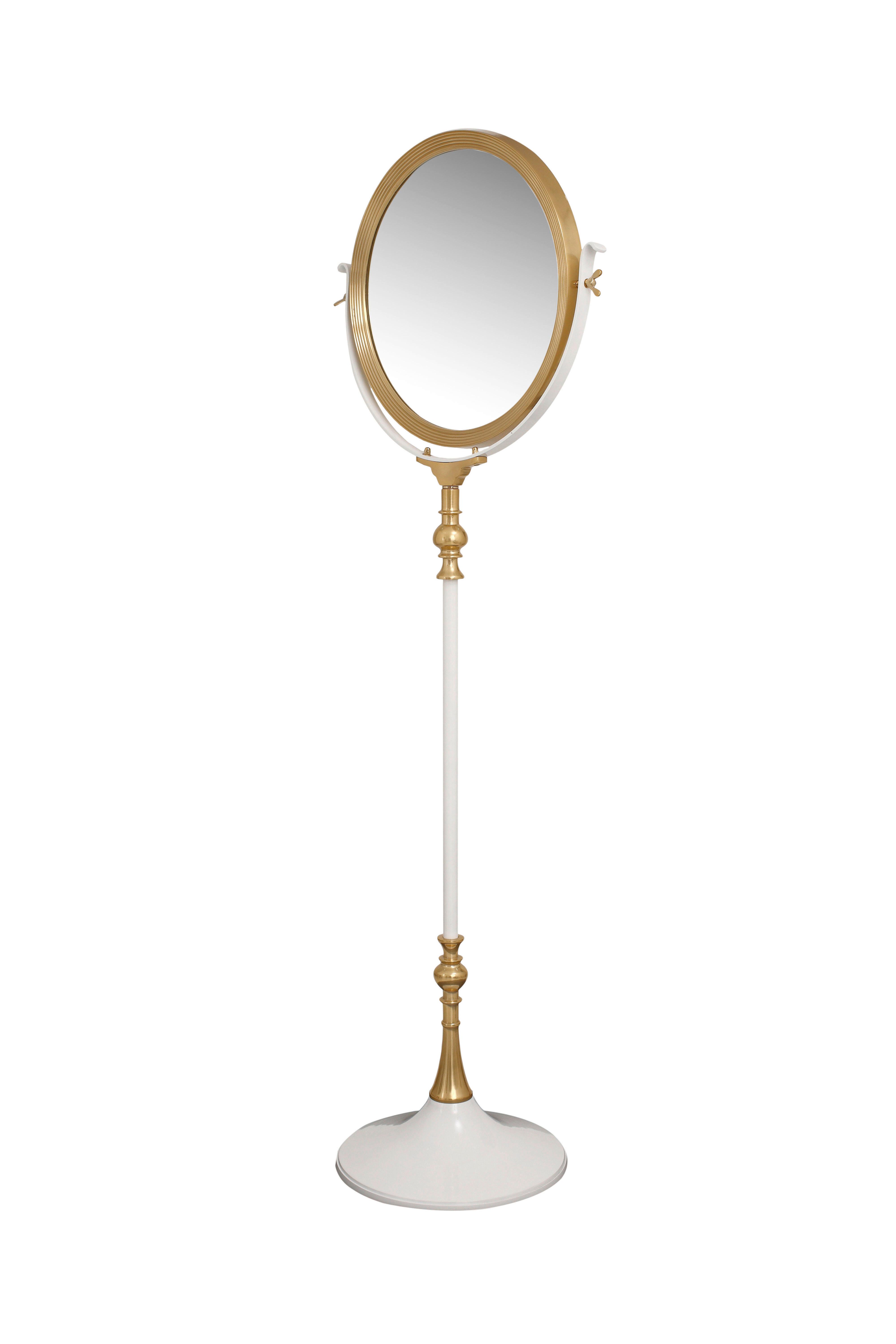 Standspiegel Eleganca Rund 62x173x40 Cm Metallrahmen Weiß - Weiß, LIFESTYLE, Glas/Metall (62/173/40cm) - Kayoom