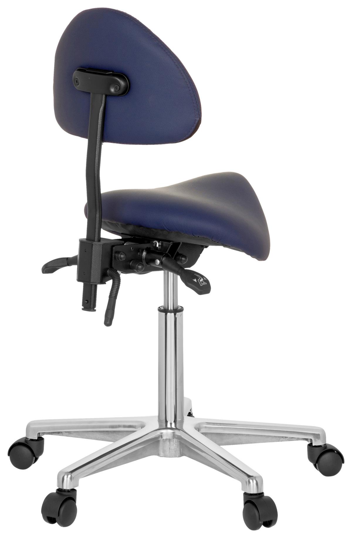 Bürohocker Top Work 20 Lederlook Blau Bis 110kg - Blau/Alufarben, MODERN, Kunststoff/Textil (36/105/40cm) - MID.YOU