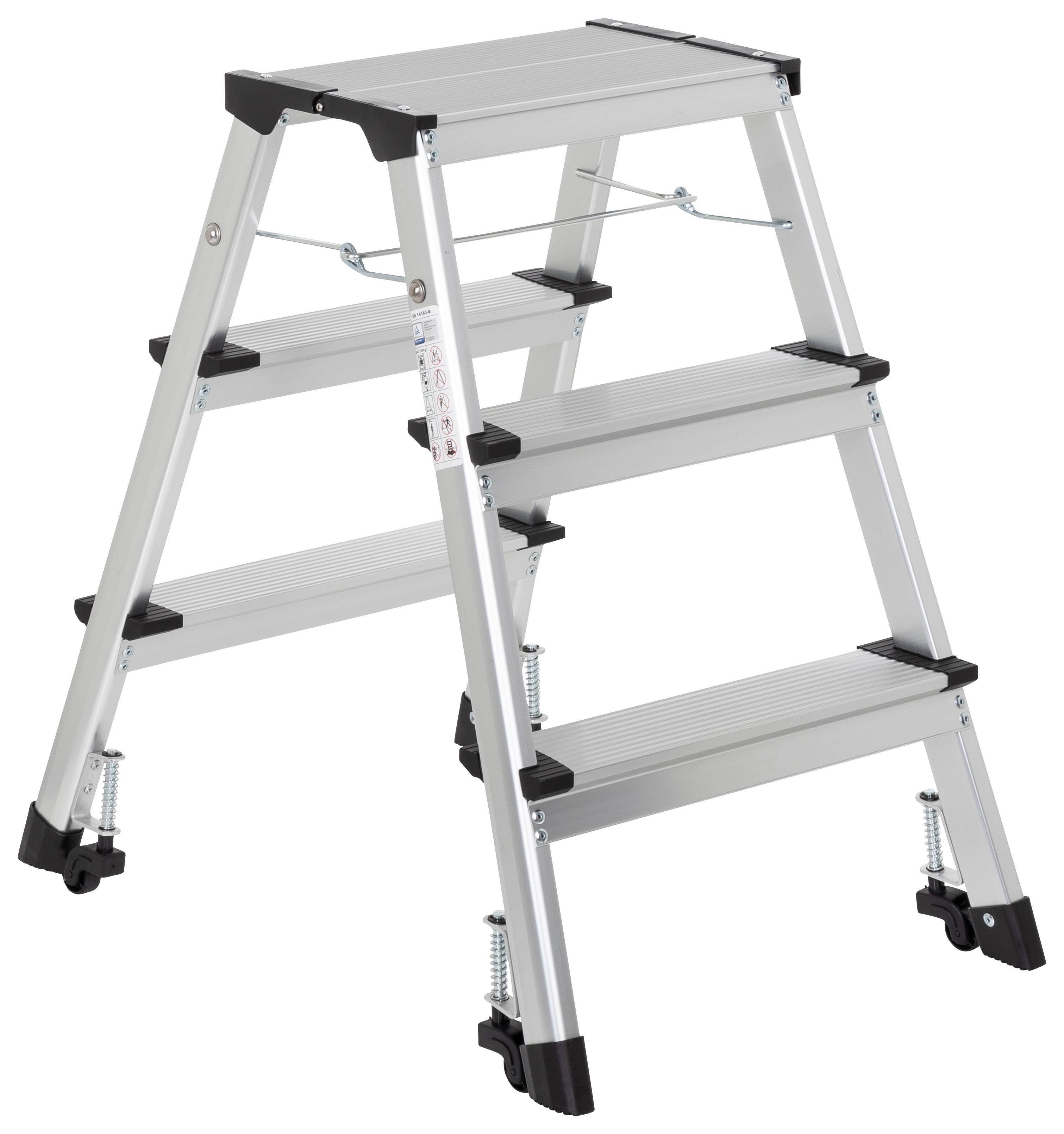 Klapptrittleiter Solid Iv - Alufarben, Basics, Metall (43/67/21cm) - MID.YOU