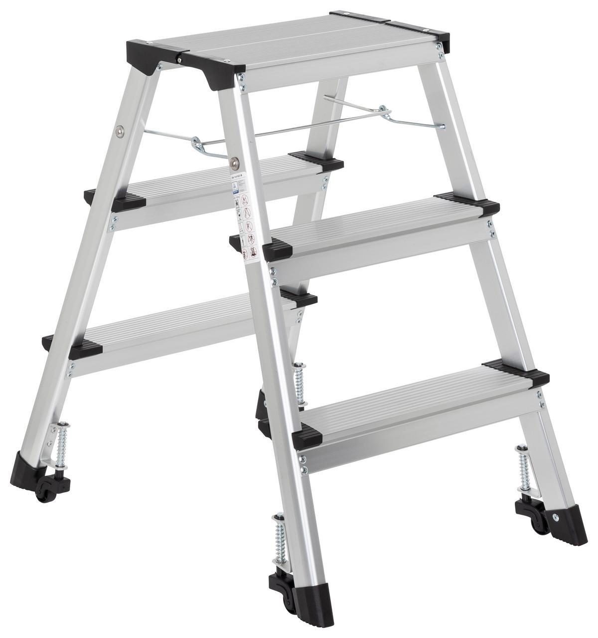 Klapptrittleiter Solid Iv - Alufarben, Basics, Metall (43/67/21cm) - MID.YOU