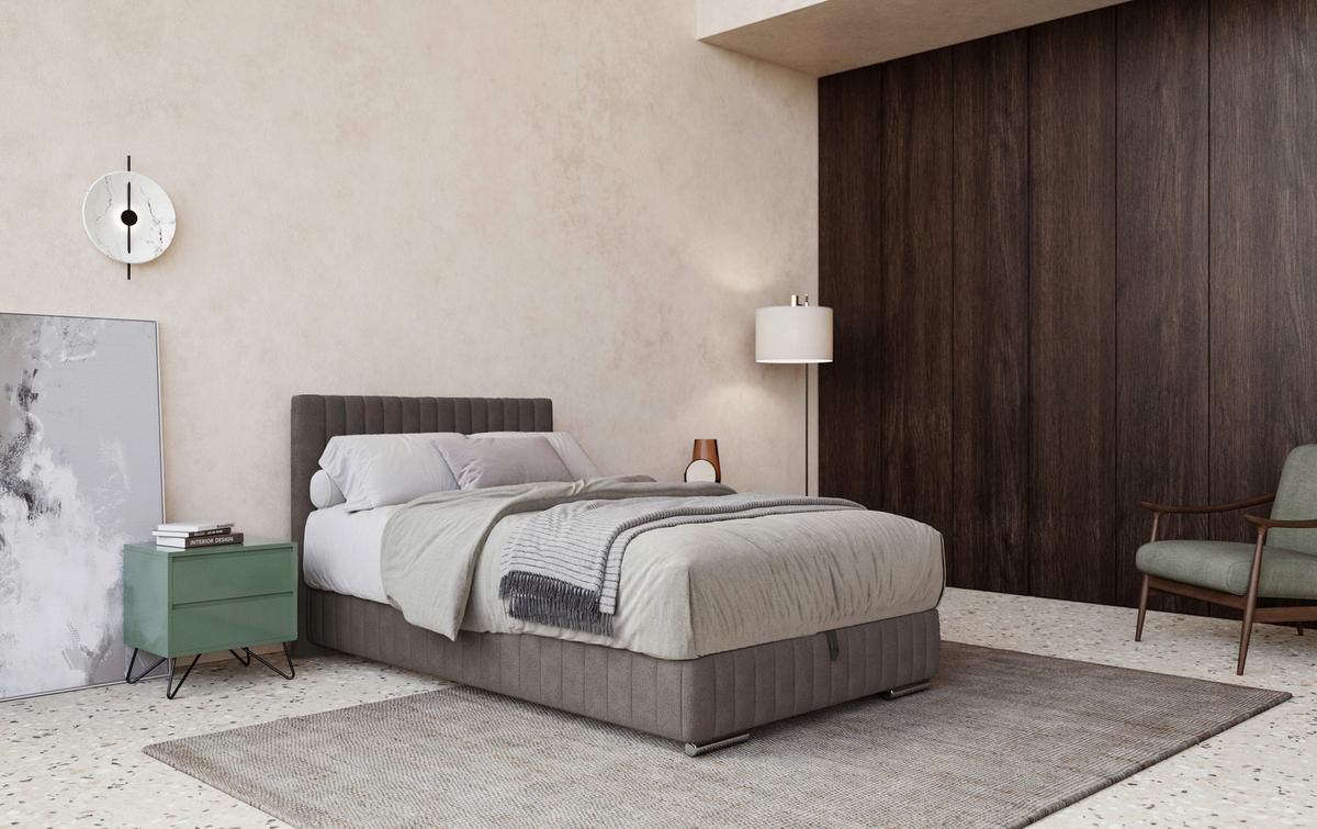 Box-ágy Beetle 140/200 Cm - sötétbarna, Modern, faalapú anyag/textil (140/200cm)