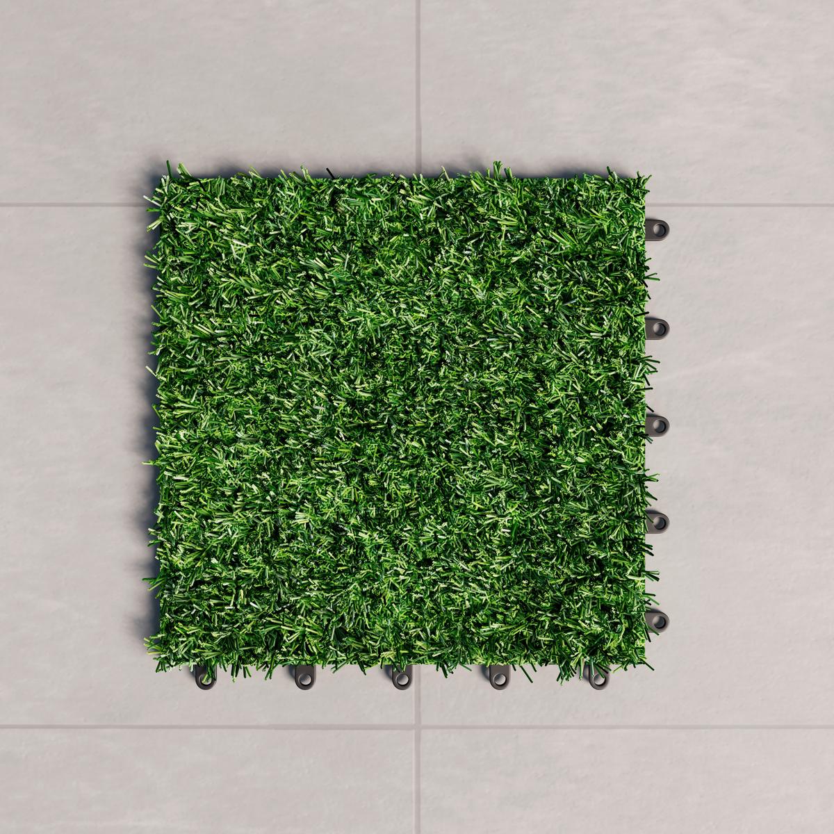 Terrassenfliese Gras 30x30 cm - Schwarz/Grün, MODERN, Kunststoff (30/30/2,4cm) - Beldano