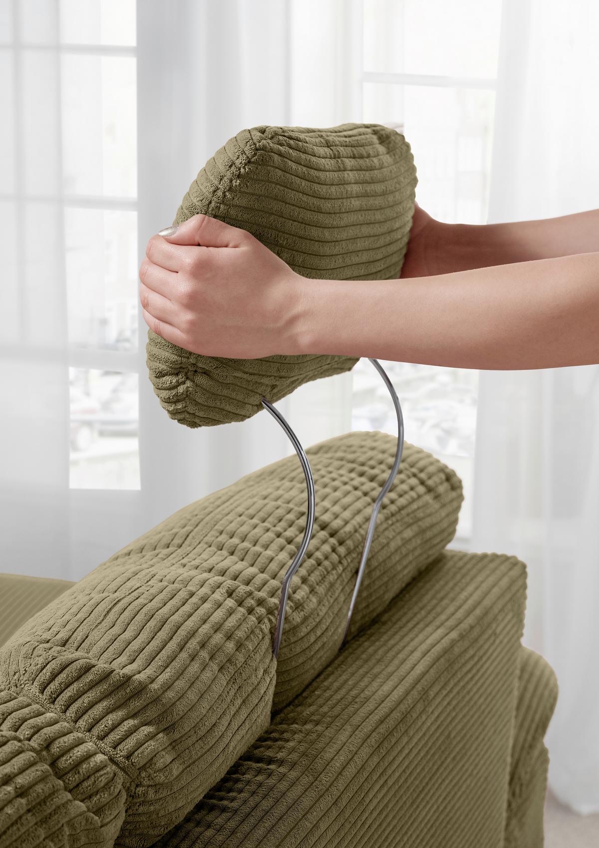 Wohnlandschaft Brizzini mit Schlaffunktion, Olivgrün - Naturfarben/Olivgrün, MODERN, Textil (206/338-352/176cm) - Livetastic