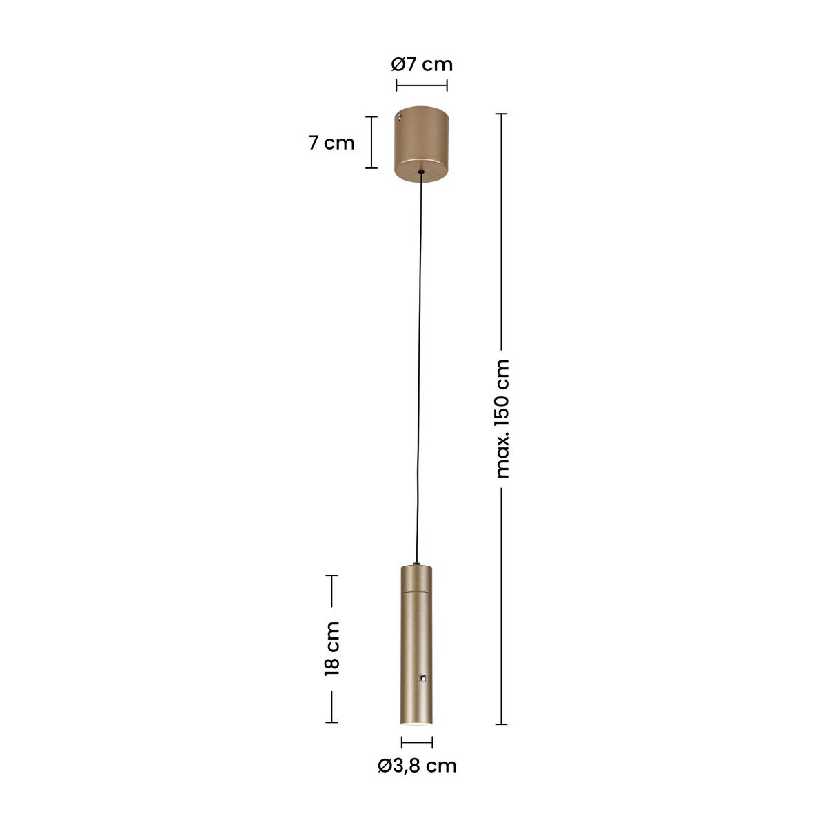ZÁVĚSNÉ SVÍTIDLO SUSO - cappuccino, Moderní, kov/plast (3,8/3,8/150cm) - Mömax