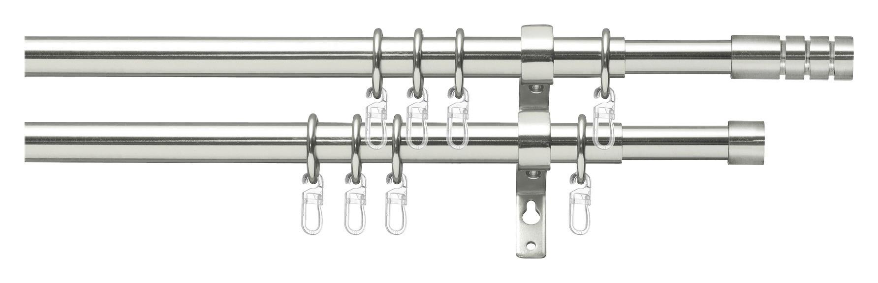 Rúdkarnis-garnitúra Kétsoros, Kb. 120-230cm - nemesacélszínű, Romantik / Landhaus, fém (120-230cm) - James Wood