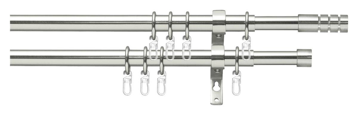 Rúdkarnis-garnitúra Kétsoros, Kb. 120-230cm - nemesacélszínű, Romantik / Landhaus, fém (120-230cm) - James Wood