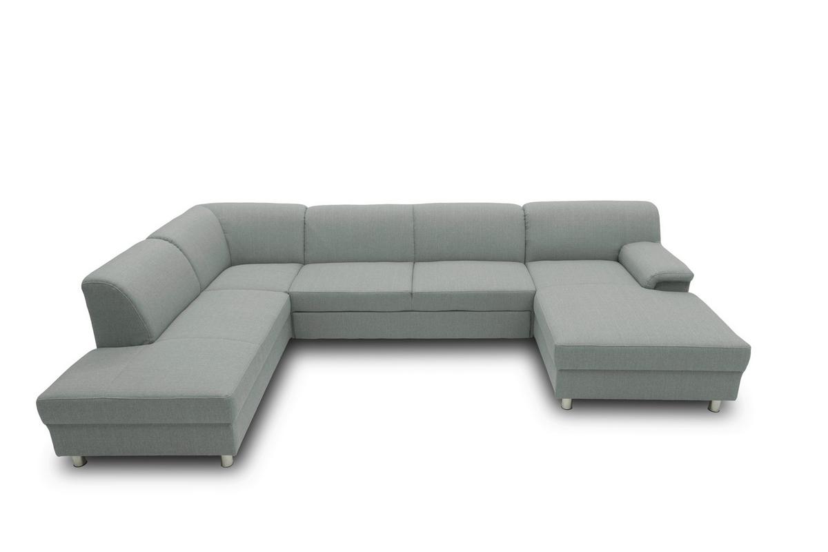 Wohnlandschaft Jamie Mit Schlaffunktion Silberfarben - Chromfarben/Silberfarben, KONVENTIONELL, Textil (195/308/150cm) - MID.YOU