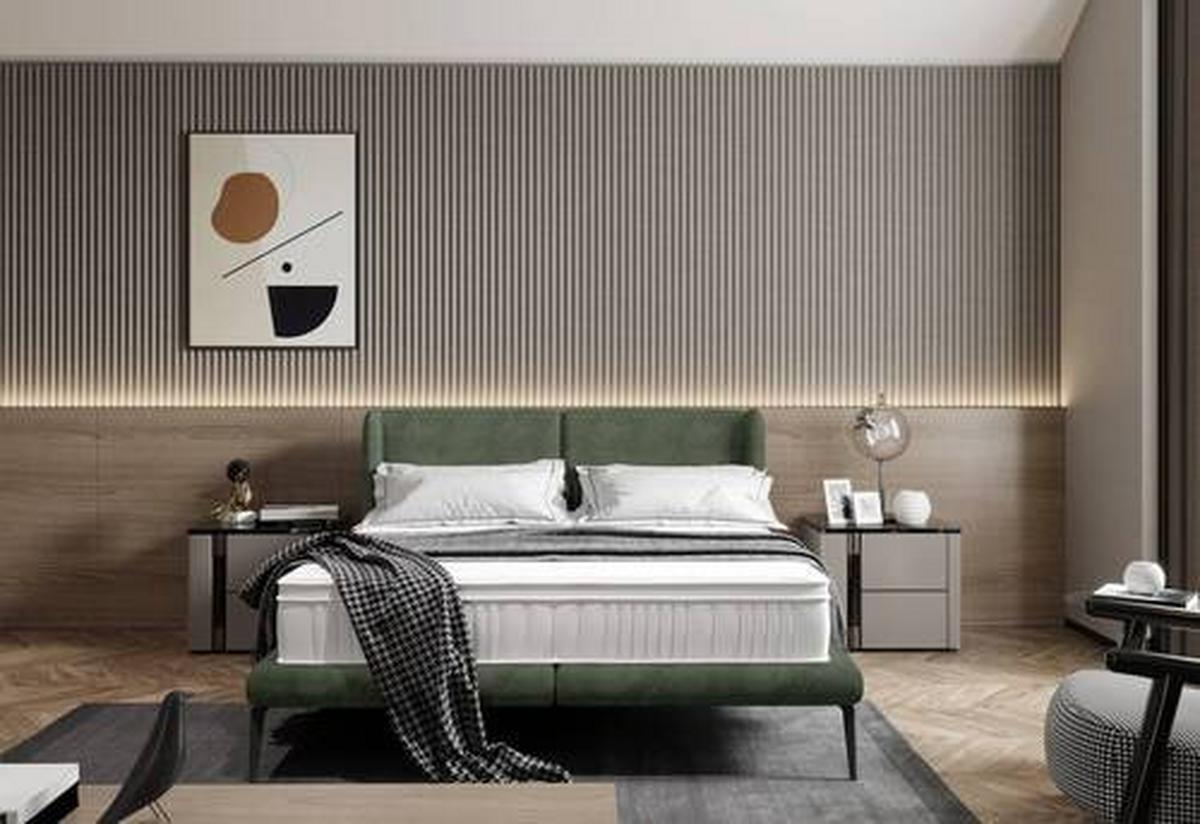 Polsterbett +matratze 180x200 Tessina Sorisso Dunkelgrün - Dunkelgrün/Creme, MODERN, Textil (180/200cm) - Livetastic