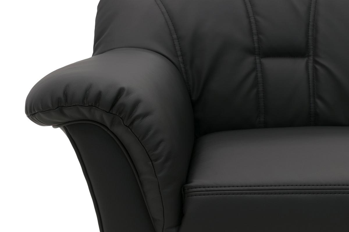 Ecksofa Papenburg Schwarz Lederlook - Schwarz, KONVENTIONELL, Textil (243/180cm) - MID.YOU