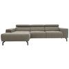 Ecksofa Cunelli Silberfarben Webstoff - Silberfarben/Schwarz, Design, Textil (175/292cm) - MID.YOU