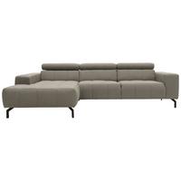 Ecksofa Cunelli Silberfarben Webstoff - Silberfarben/Schwarz, Design, Textil (175/292cm) - MID.YOU