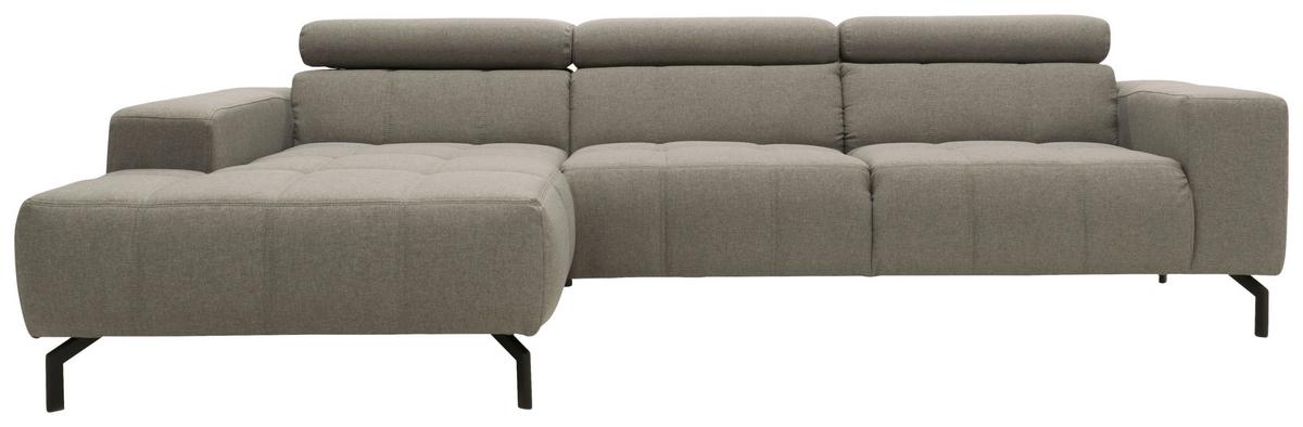 Ecksofa Cunelli Silberfarben Webstoff - Silberfarben/Schwarz, Design, Textil (175/292cm) - MID.YOU