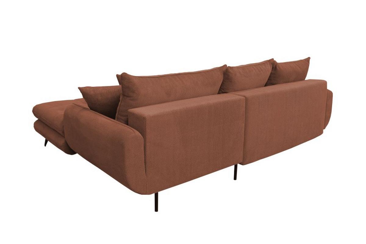 Rohová sedačka WAVE, pravá, indická růžová - starorůžová/černá, Moderní, kov/textil (266/189cm)