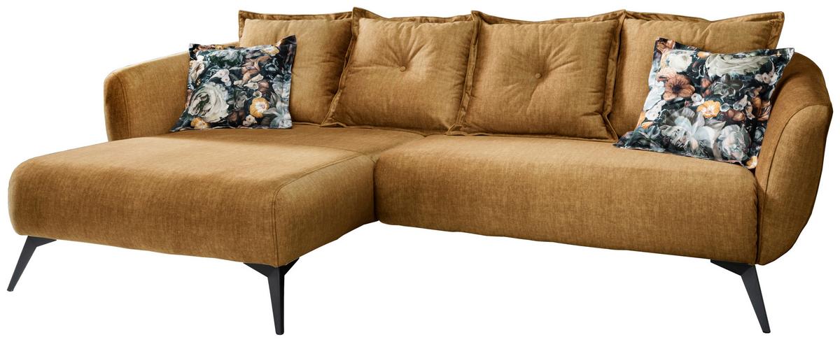Ecksofa Baggio Mit Kissen Gelb - Gelb/Multicolor, MODERN, Holz/Textil (162/277cm) - Livetastic