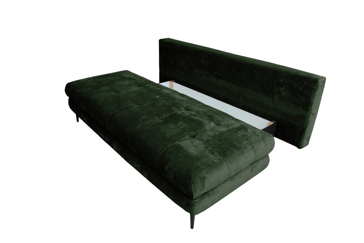 Rozkládací pohovka PERLA, tmavě zelený velur - černá/tmavě zelená, Konvenční, kov/textil (203/94/96cm)