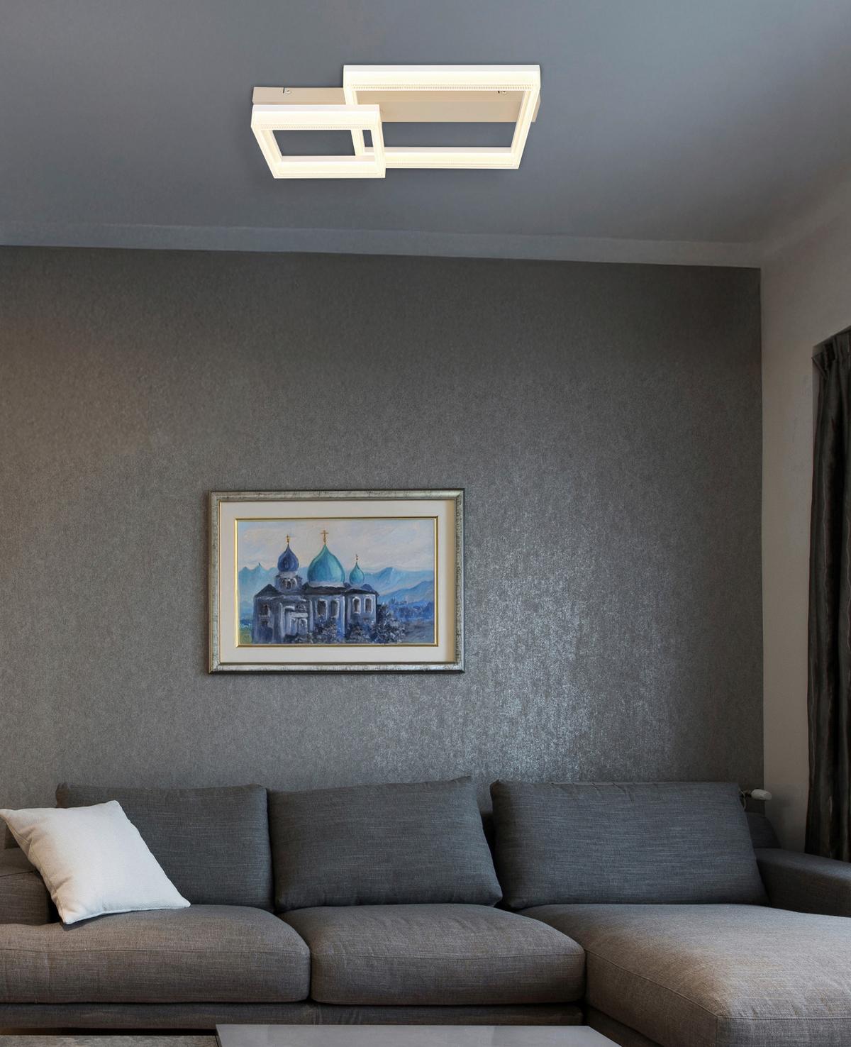 LED-Deckenleuchte 3000k, 24w - Sandfarben/Transparent, Design, Kunststoff/Metall (53/33/12,3cm) - Globo