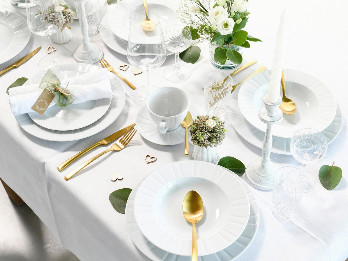 Kombiservice Porzellan 6 Personen Geschirr Set - Weiß, Basics, Keramik - Creatable