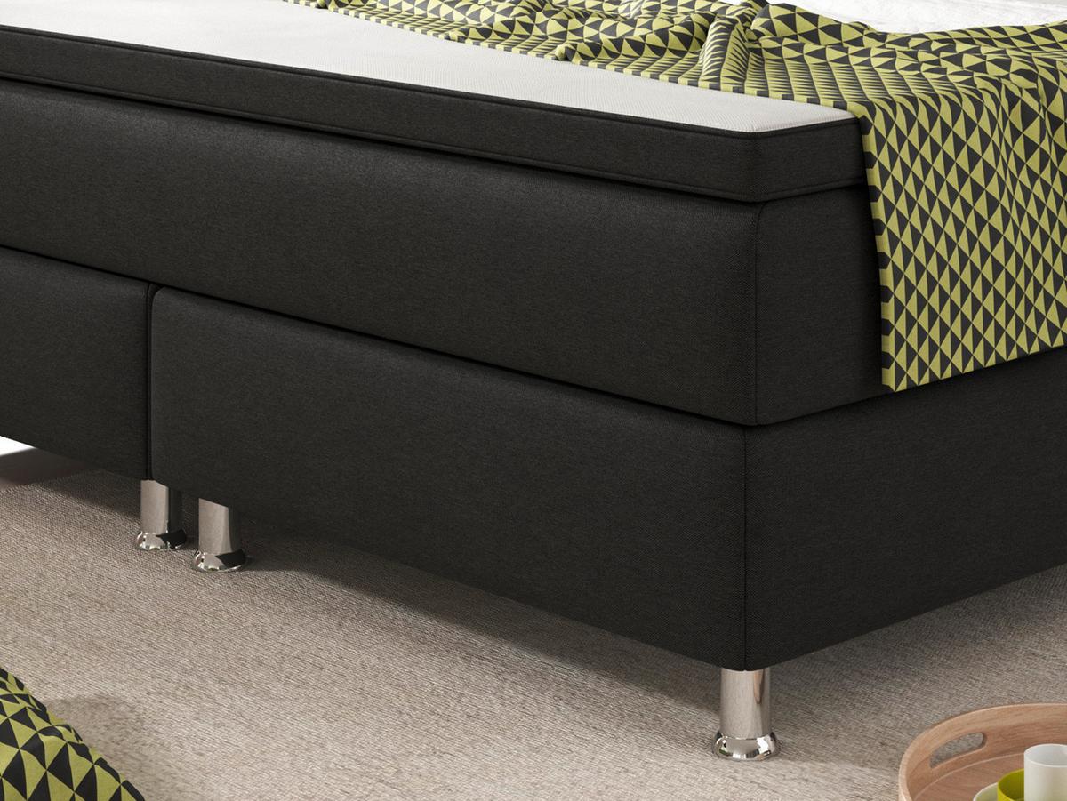 Boxspringbett Mit Topper 180x200 Cm Köln-Bk - Silberfarben/Schwarz, KONVENTIONELL, Textil (180/115/210cm) - MID.YOU