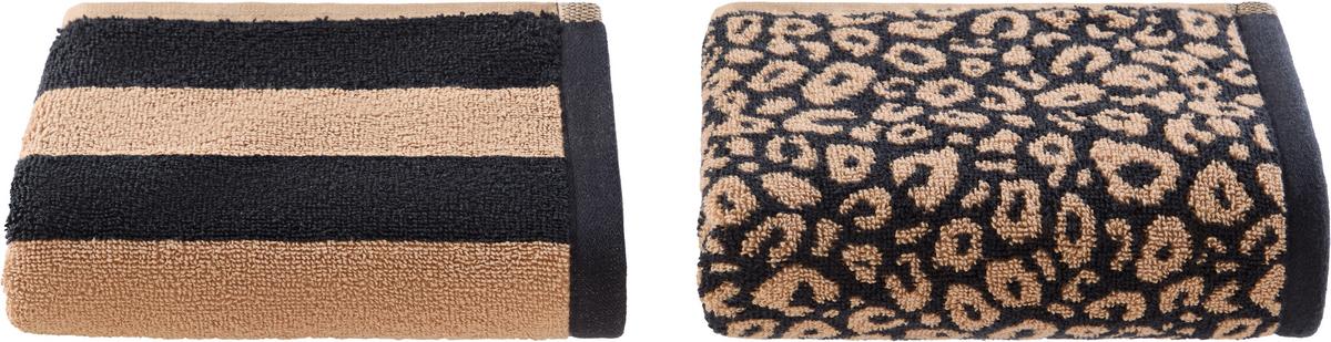 HANDTUCHSET MELINA - 2ER PACK - Beige/Schwarz, ROMANTIK / LANDHAUS, Textil (50/90cm) - James Wood