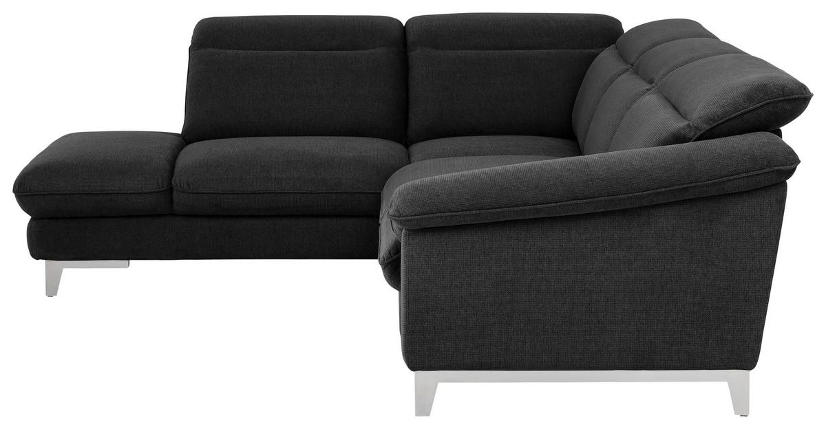 Ecksofa Mit Schlaffunktion Teresa Schwarz - Chromfarben/Schwarz, Design, Textil (232/293cm) - Livetastic