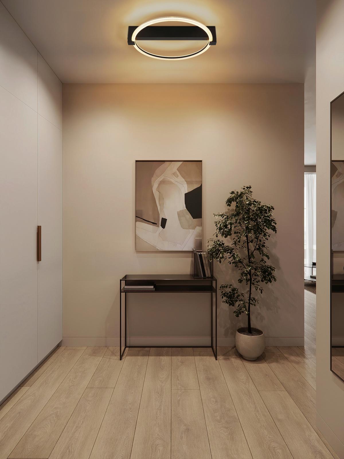 Deckenleuchte inkl. 1 LED 15W, 230V, ca. 41,4x38x8,5 cm - Transparent/Schwarz, Design, Kunststoff/Metall (41,4/38/8,5cm) - Globo