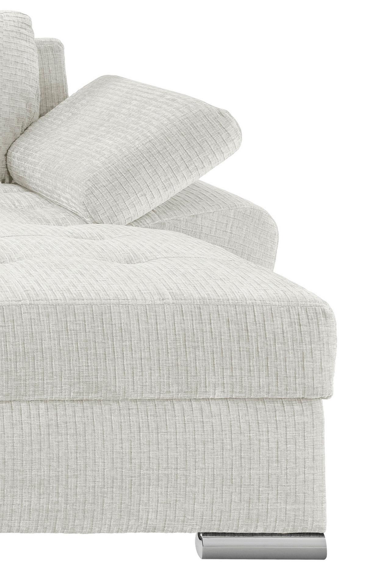 Wohnlandschaft Terana Creme mit Schlaffunktion, Mikrofaser - Chromfarben/Creme, KONVENTIONELL, Textil (219/305/157cm) - Livetastic
