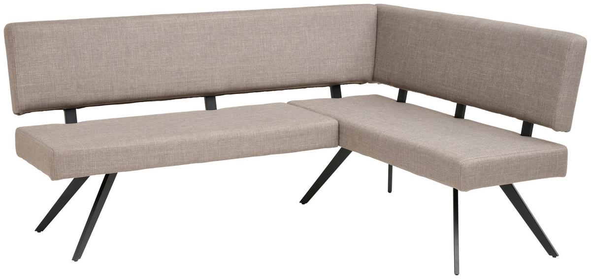 Eckbank Andros Hellgrau, S: 190x150cm - Hellgrau/Schwarz, KONVENTIONELL, Textil/Metall (190/150cm) - MID.YOU