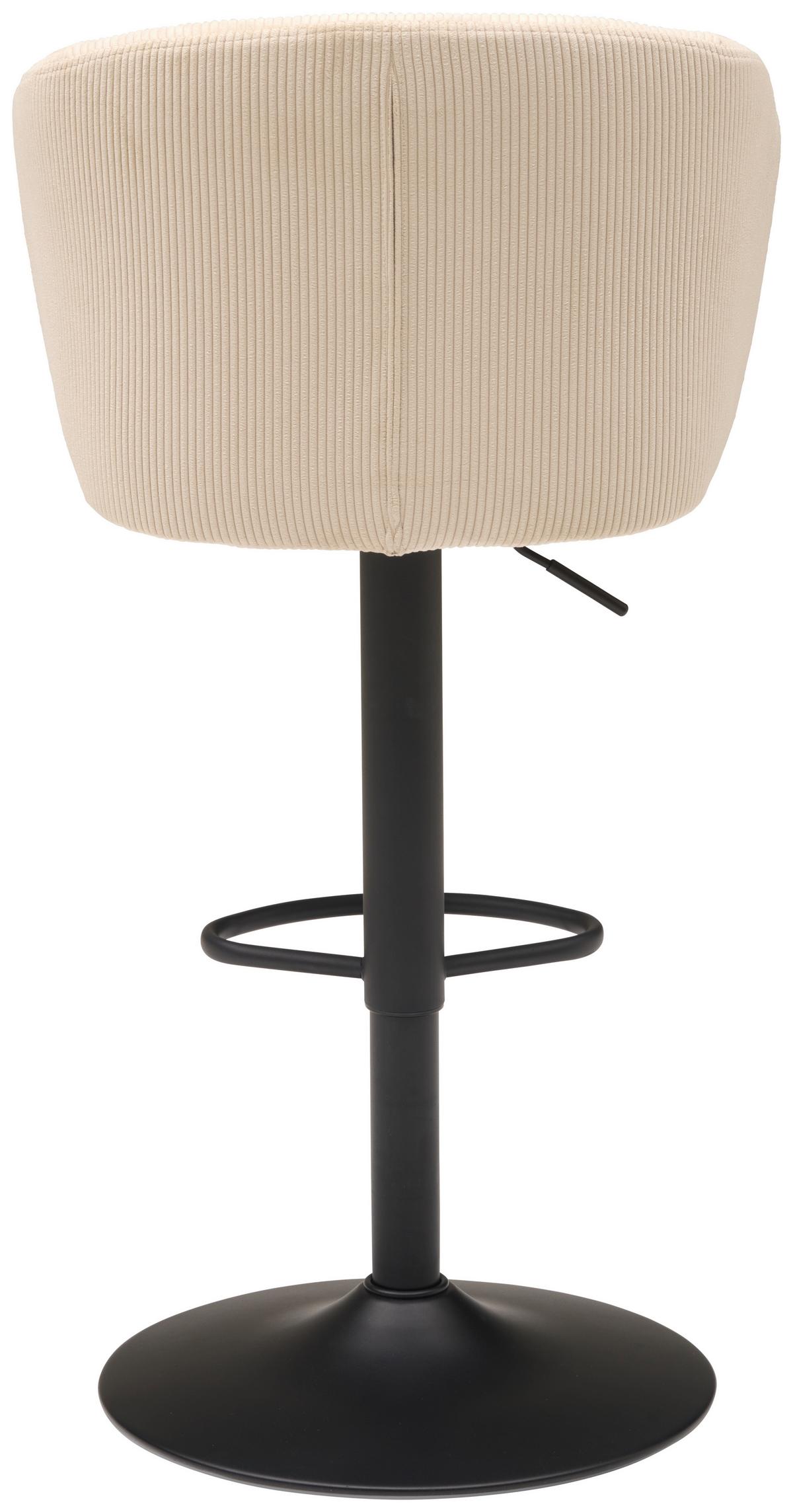 Barhocker höhenverstellbar mit Lehne Wisal Cord Beige - Beige/Schwarz, KONVENTIONELL, Textil/Metall (54/91-112/52cm) - MID.YOU