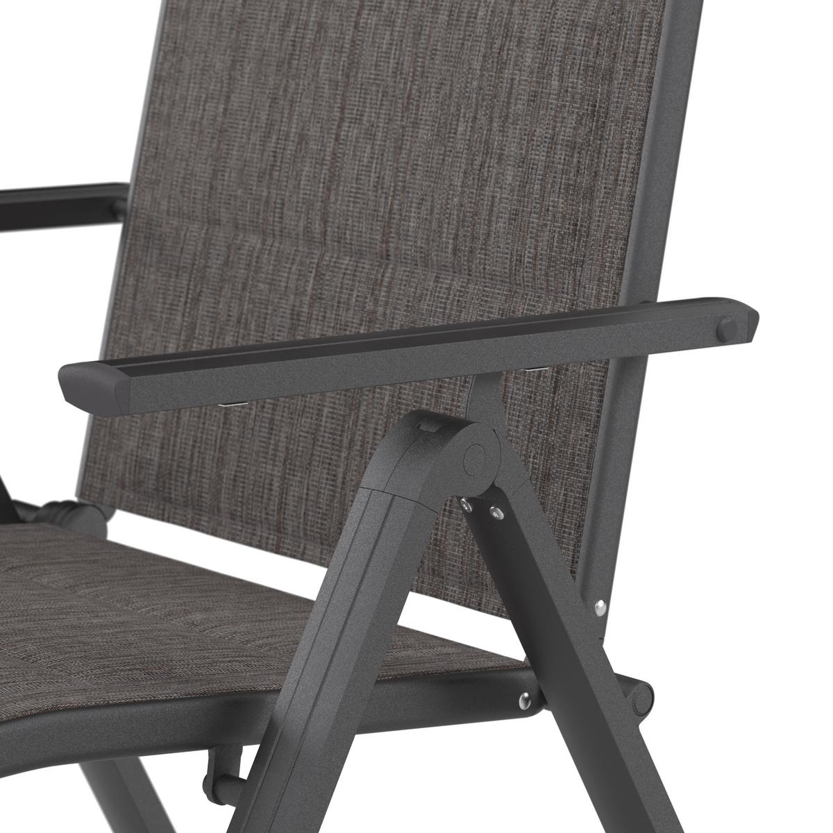 Gartensessel Klappbar Verena Aluminium, Textil - Dunkelgrau, MODERN, Textil/Metall (57/108/70cm) - Beldano