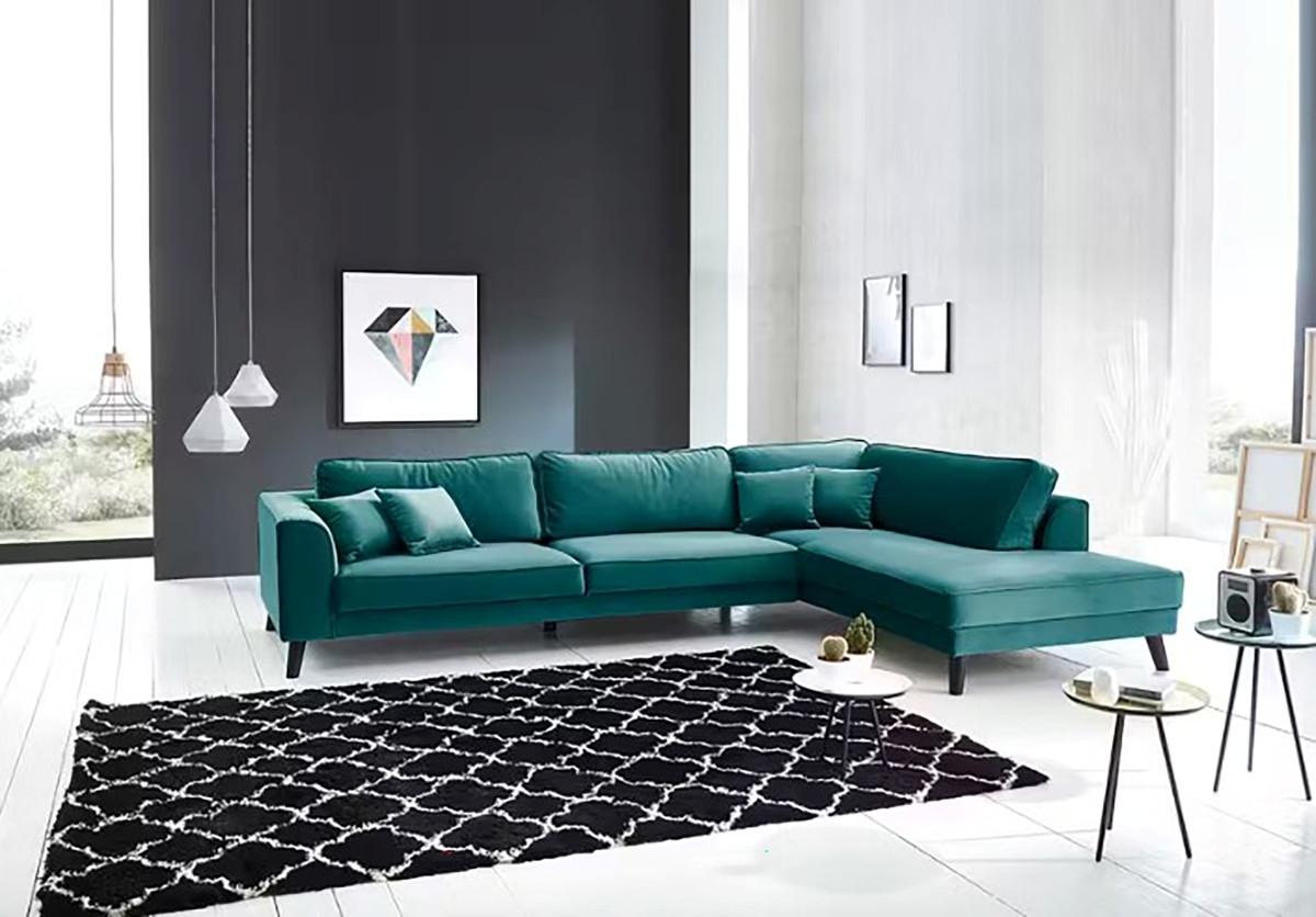 Ecksofa Lumber Jack Petrol S: 291x201 Cm - Wengefarben/Petrol, MODERN, Textil (291/201cm) - Trendmanufaktur