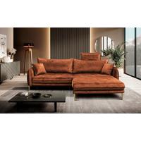 Ecksofa Whisper Rostfarben S:264x196cm - Rostfarben/Goldfarben, Design, Textil (264/196cm) - MID.YOU
