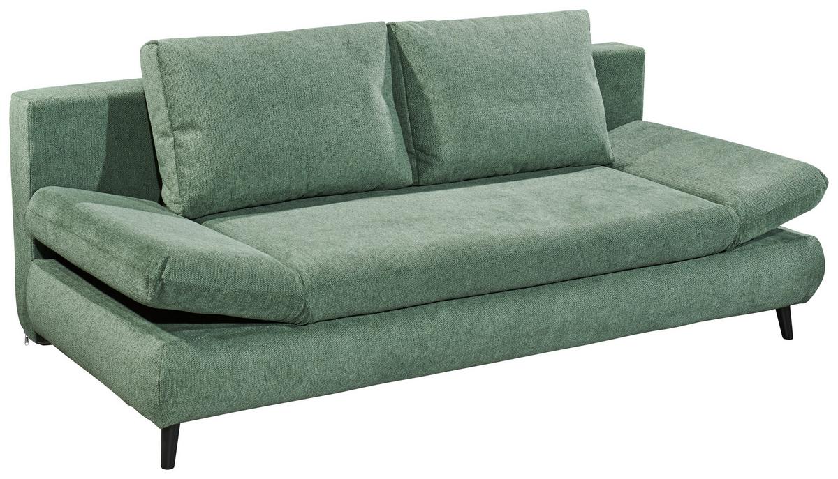 Schlafsofa Sunny 3dl Grün B: 212 Cm - Schwarz/Grün, KONVENTIONELL, Holzwerkstoff/Textil (212/88/101cm) - MID.YOU