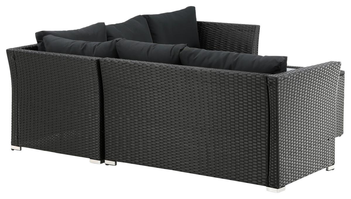 Loungegarnitur 4-tlg Haiti Aus Kunststoff Mit Kissen - Schwarz, KONVENTIONELL, Kunststoff - Gardenson
