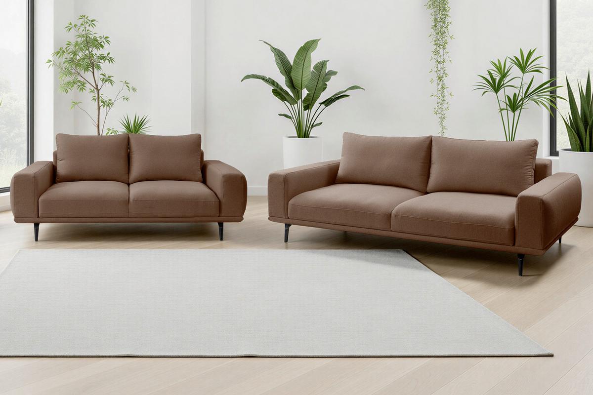 2-Sitzer-Sofa Selene Braun, B: 202 cm - Schwarz/Braun, MODERN, Textil (202/89/115cm) - MID.YOU