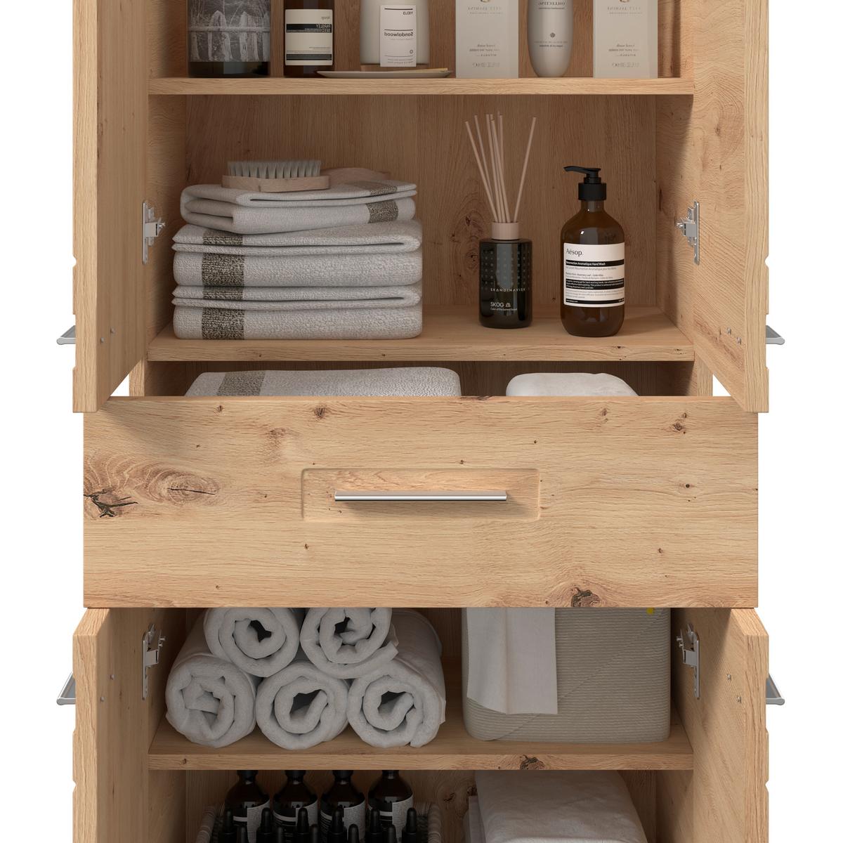 Midischrank mit Soft-Close Avensis B: 60cm, Eiche Dekor - Eichefarben, MODERN, Holzwerkstoff (60/128,5/33cm) - Luca Bessoni
