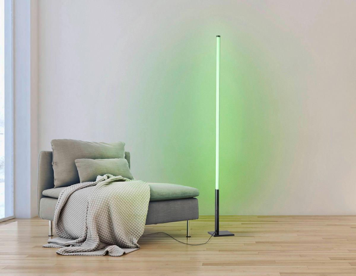 Stehlampe Picacha 1 Schwarz/Weiss - Schwarz/Weiß, Basics, Kunststoff/Metall (2/2/150cm) - Eglo